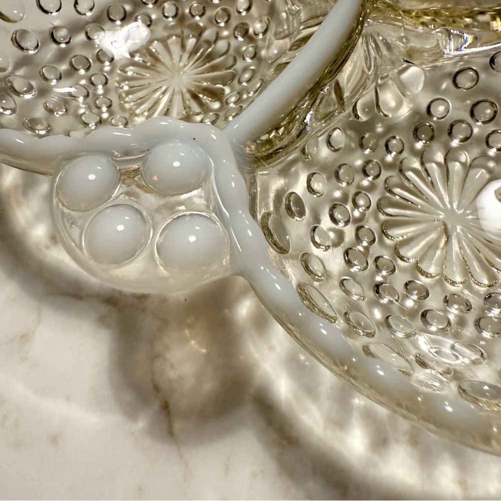WOW! 5 for $25!! Fenton Hobnail Glass Relish Dish: Moonstone Opalescent - Picture 7 of 10